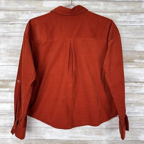 Forever 21 Womens Shirt Top Medium Cropped Corduroy Rustic Orange Oversized - Picture 5 of 11